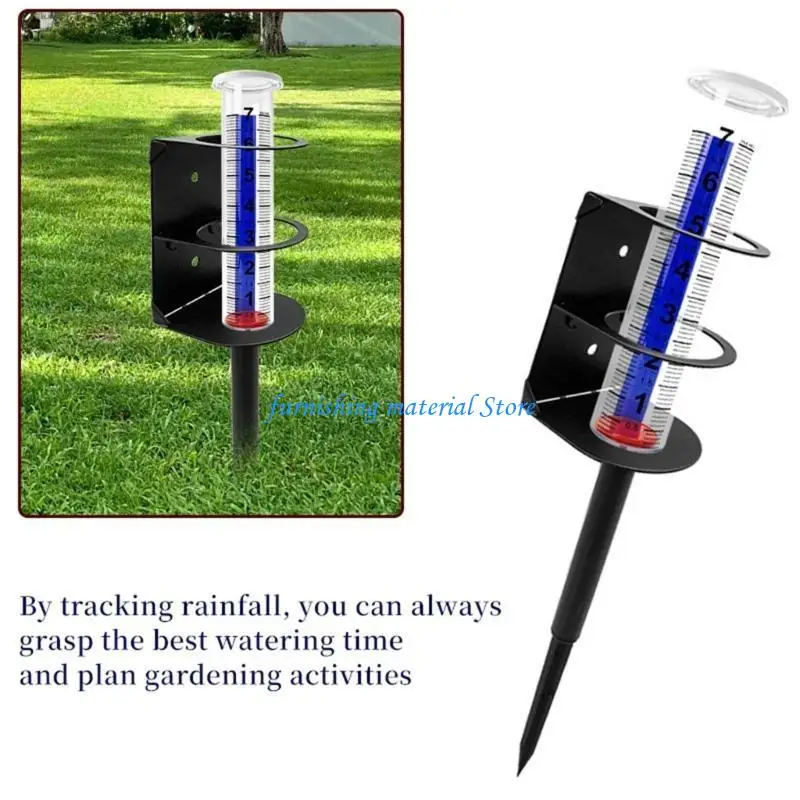 Y5GD Rain Gauge Outdoor, Rain Gauges Outdoors Best Rated with Metal Rack Holder, Rain Measure Gauge, Easy to Read with Red