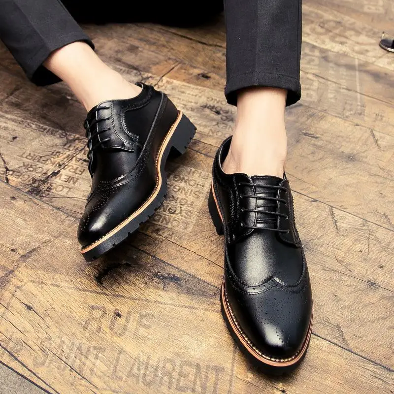 Formal Wear Youth Men's Party Black Leather Shoes British Retro Korean Type Casual Elegant