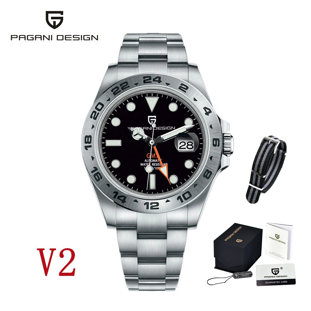 PAGANI DESIGN 2026 Nieuw Automatisch Herenhorloge GMT DG5833 RVS saffierglas 10Bar Waterdicht herenhorloge