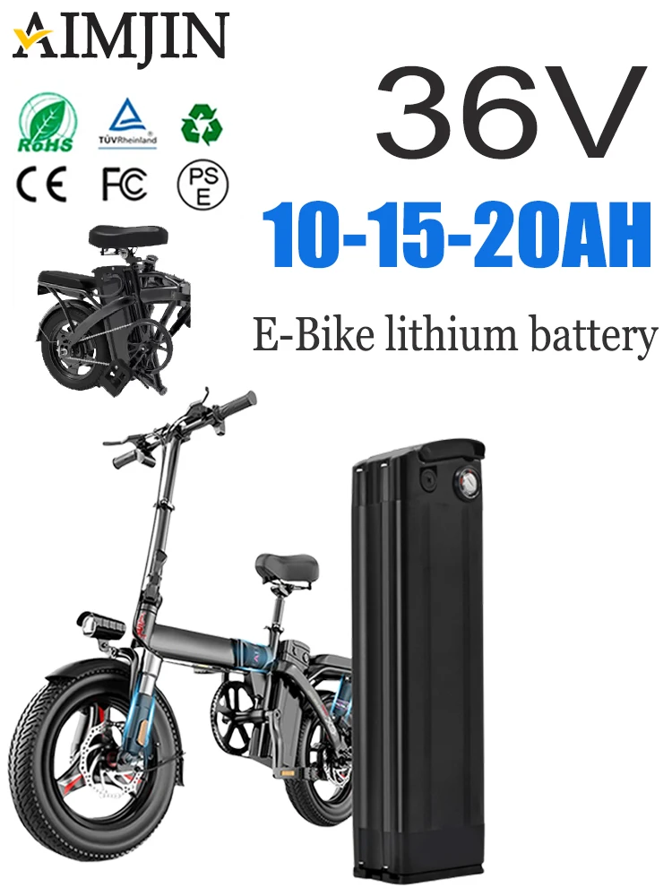 

500W 750W 1000W with BMS For Silver Fish Ebike Bicycle battery 36V 10/15/20Ah 18650 Lithium Battery Pack With charger