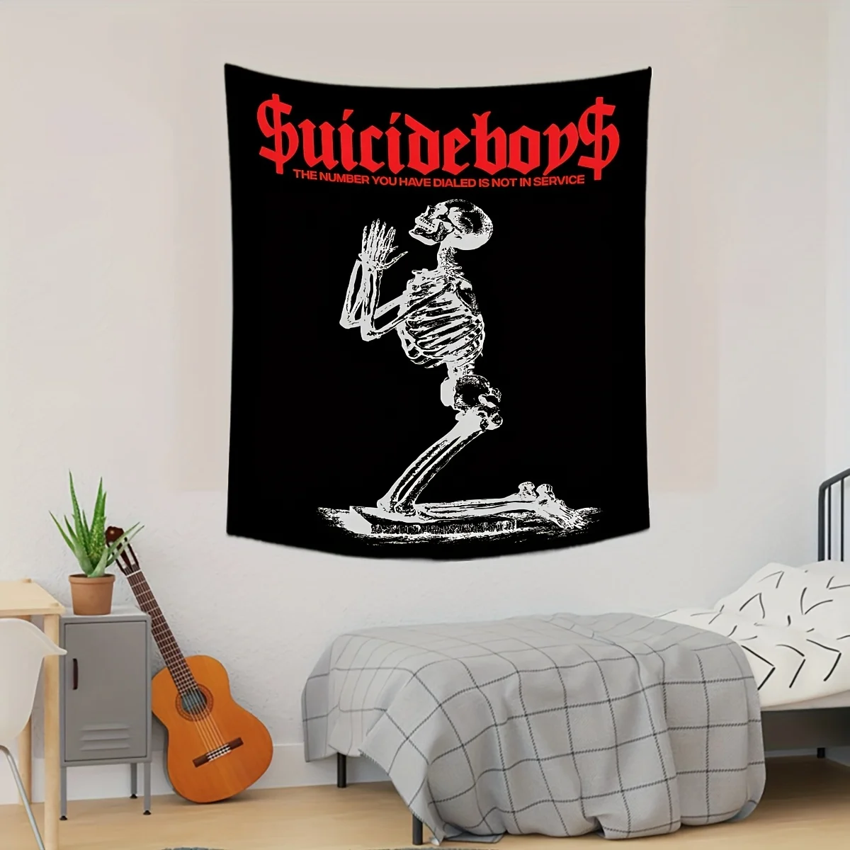 1pcs Horror Skull Tapestry Suicide Music Boy Tapestry for Teen Boys and Girls Room Decoration Indoor Outdoor College Dorm