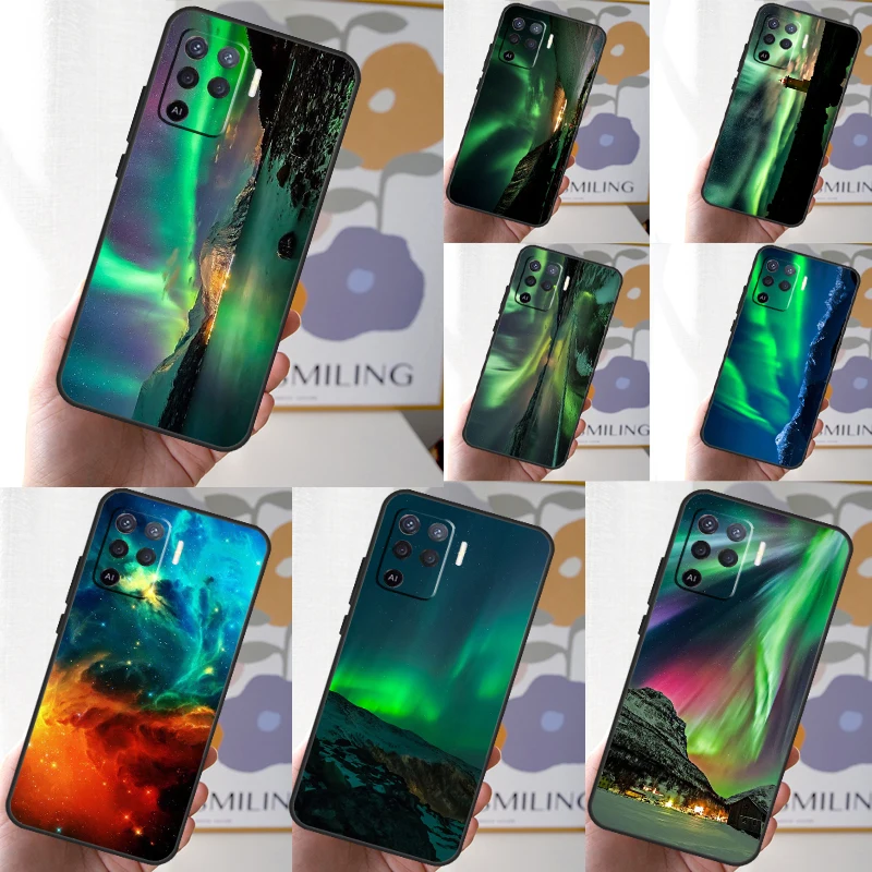 Northern Lights Sky For OPPO A52 A72 A5 A9 A53 2020 A96 A76 A16 A54 A74 A94 A58 A78 A98 A15 A17 A57 A77 A79 Case