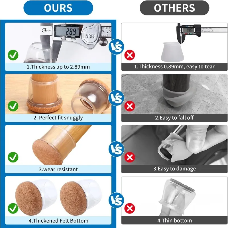 16 шт. прозрачные силиконовые накладки на пол для ножек стула, фетровые накладки для мебели, защитные накладки на пол для стульев, колпачки для ножек мебели для барных стульев
