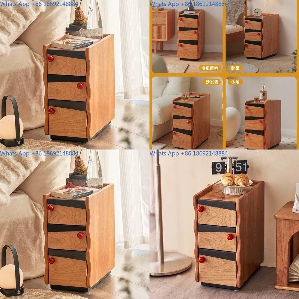 Rustic Style Half Round Handle Storage Cabinet for Living Room Hallway Narrow Bedside Chest with Drawer