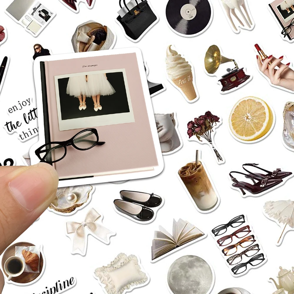 60pcs Old Money Style Clean Lady Sticker - Luxury Coquette Aesthetic Vinyl Decal for Laptop Phone Case Guitar Skateboard