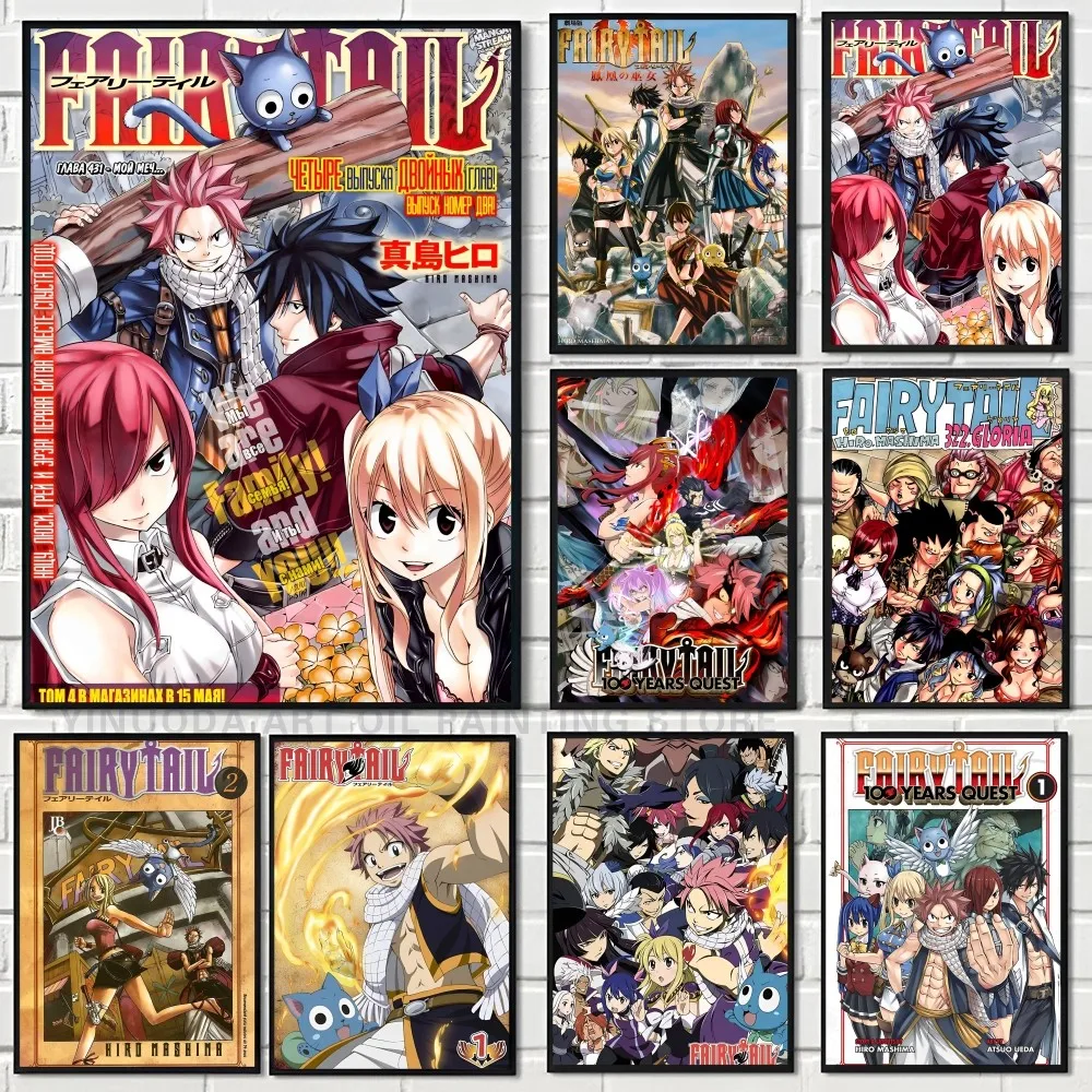 1 szt. Japoński plakat samoprzylepny sztuka wodoodporna papierowa naklejka kawiarnia barowa Manga osobowość Anime Fairy Tail dekoracja ścienna