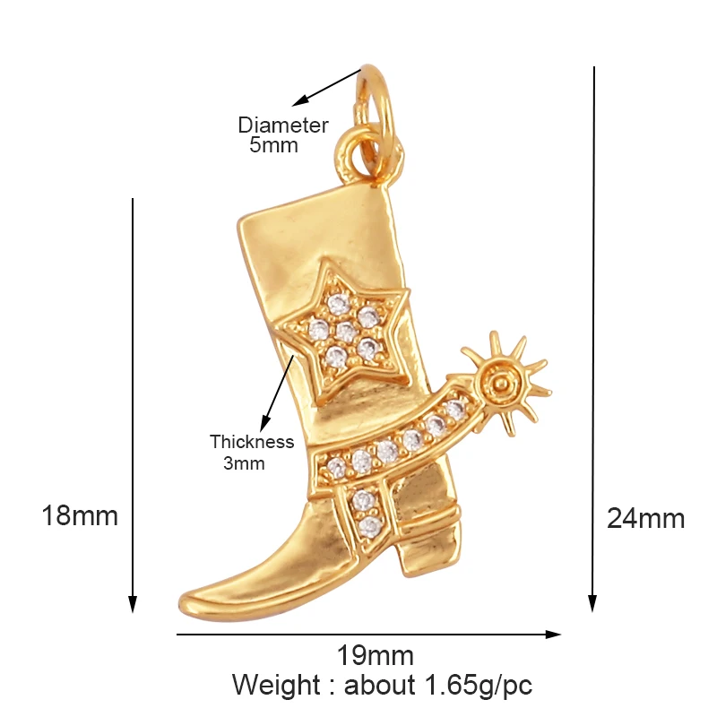 Kowbojskie buty sportowe Baseball hantle joga męska cyrkonia betonowa tkanina wisiorek z amuletem, naszyjnik z 18-karatowego złota Craft Jewelry Supply L99 — zdjęcie 6