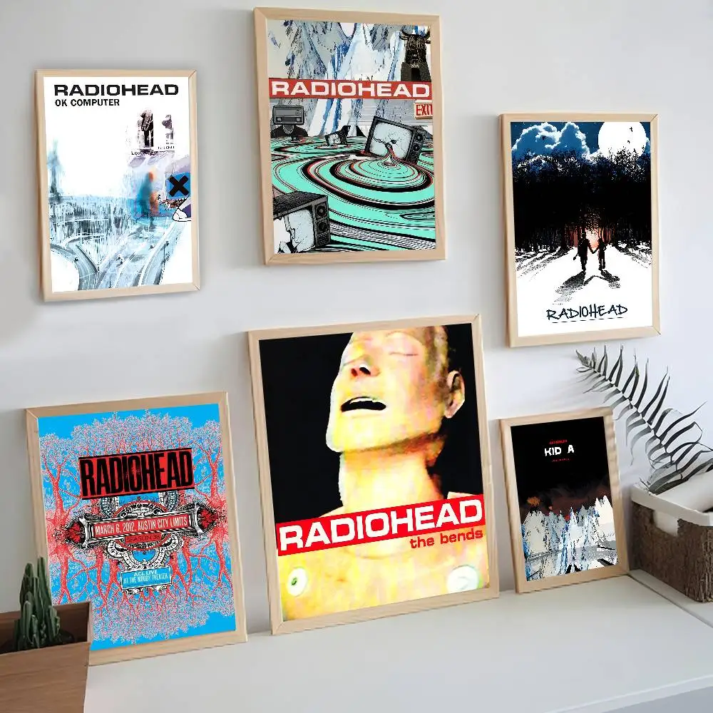 Pósteres Vintage de banda de Rock r-radiohead, pegatina de papel Kraft Retro adhesiva, bricolaje, habitación, Bar, cafetería, decoración de habitación Kawaii, 1 ud.