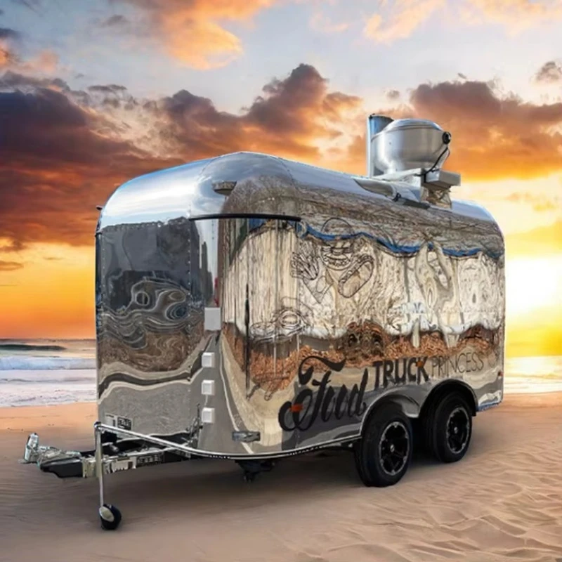 Rimorchio mobile personalizzato per bar caffè, hamburger mobile, pizza, hot dog, barbecue, fast food, rimorchio per cucina completa in vendita in Europa