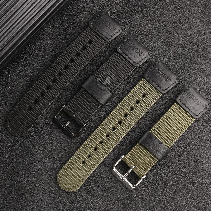 جديد الأخضر الأسود النايلون ساعة قماش الفرقة ل كاسيو G-SHOCK W-216H W-735H F-108WH W-215 AEQ-110W SGW-100 SGW-200 حزام ساعة اليد 18 مللي متر