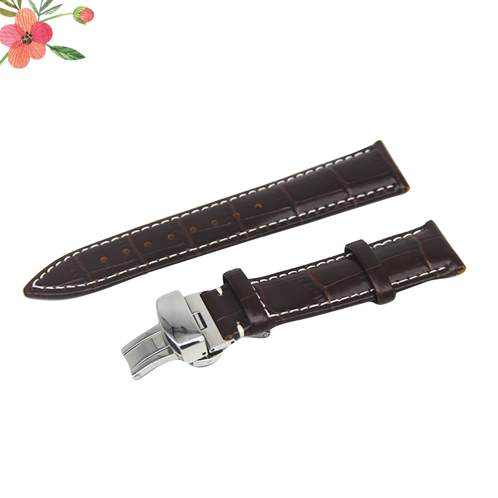 

18Mm Watch Band For Men Women Durable Stylish Replacement Strap Dark Brown With White Line Premium