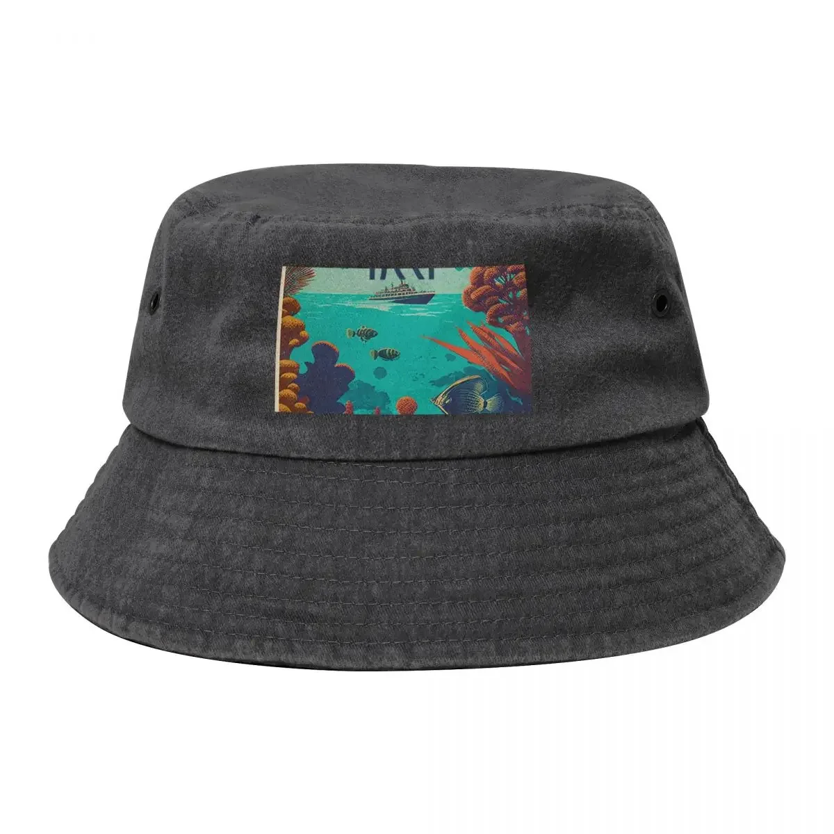 Great Barrier Reef Australia Vintage Travel Art Poster Bucket Hat Hat Hat Luxury Brand Boy Child Women's