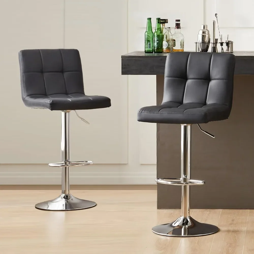 

Bar Stool,PU Leather Adjustable Rotating Bar Stool, No Armrests, with Backrest Hydraulic Kitchen Countertop Height Counter Stool