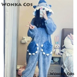 Cartoon Cute Shark Women's Hooded Gawr Sleepwear Kigurumi Unicorn Winter Gura Cosplay Pijama Jumpsuit Christmas Party Loungewear