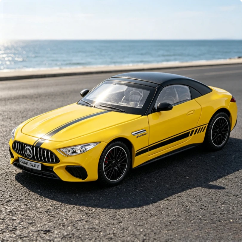 1:24 SL63 alloy car model pull back sound and light light luxury living room storage table decoration boys' feelings gift