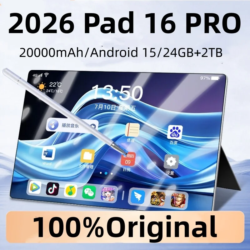 2026 NEW Pad 16 PRO Latest Global Version First Tablet  Android 15 Snapdragon 8Gen3 E-reader protective case WiFi GPS WPS 5G PC