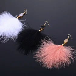 Серьги Женские Long Feather Earrings Large Plush Pendant Tassel Drop Earrings for Women Trendy Boho Wedding Jewelry 귀걸이