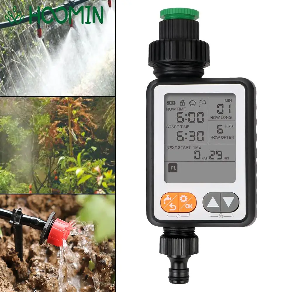 Irrigation Controller Multiple Program Battery Operated Large Screen Garden Watering Timer Automatic Child Lock Rain Sensor