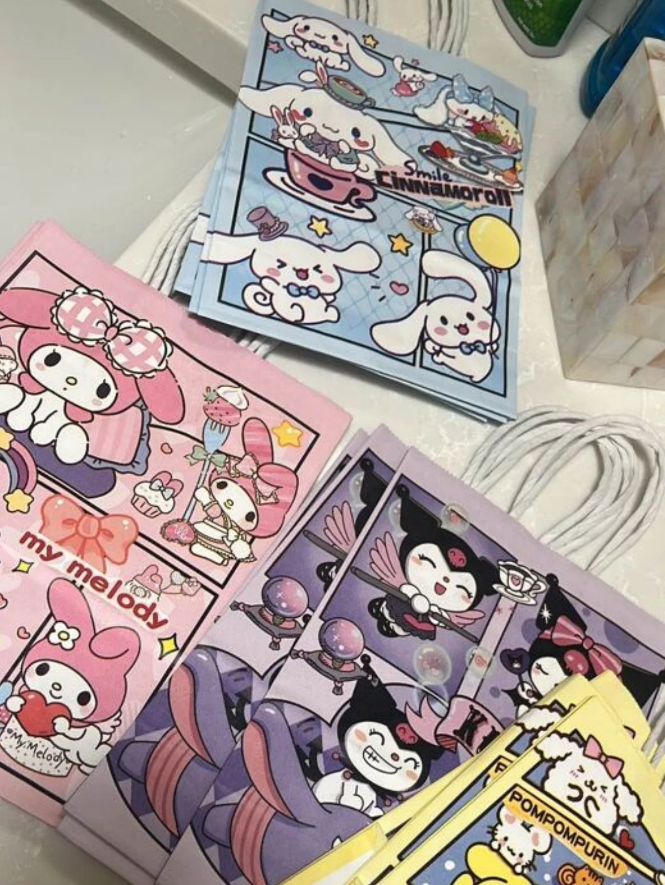 3 ชิ้น Sanrio Kuromi melody ของขวัญวันเกิดถุงโปรดปรานกระเป๋า Goody กระเป๋า Sanrio Birthday Party อุปกรณ์ตกแต่ง