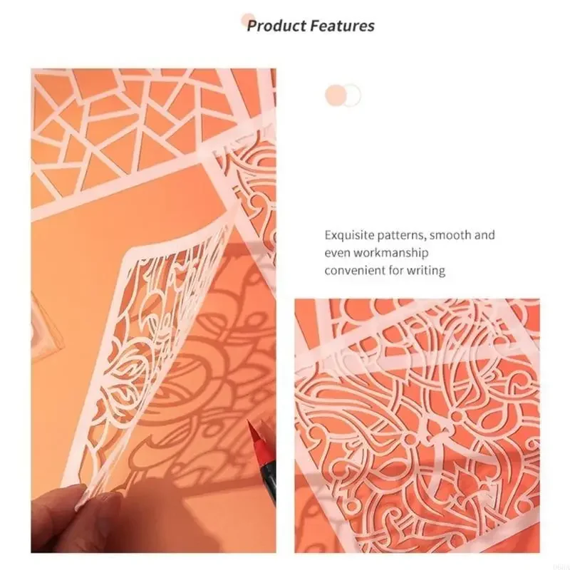 6개 PET 템플릿 공예 스텐실 꽃 카드용 스텐실 학교 과제 및 예술적 표현