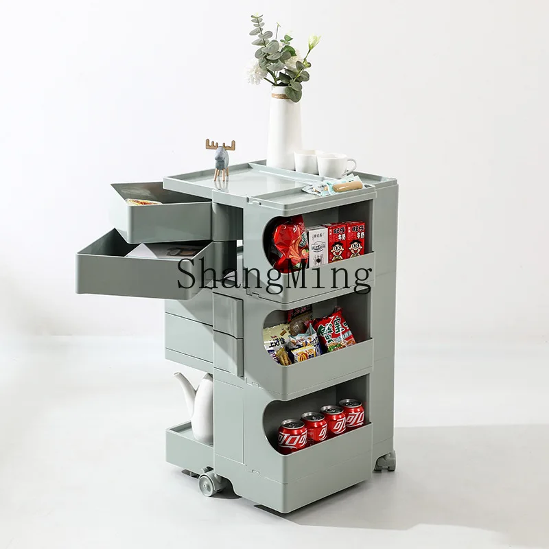 

CL rotatable bedside table living room bedroom fruit snack cart Internet celebrity household multi-layer plastic rack