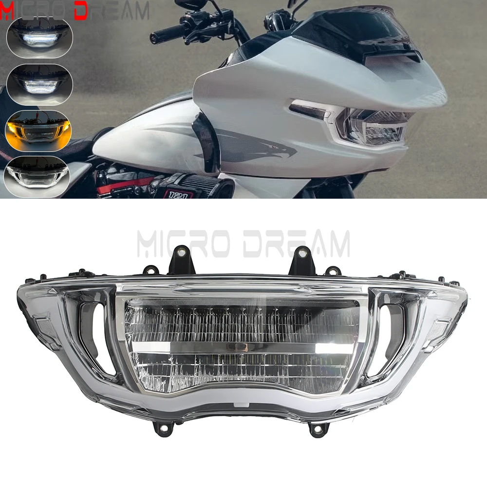 For Harley Road Glide FLTRX FLTRXSE FLTRXSTSE 2024-2026 Motorcycle Front Headlight LED Head Lamp Turn Signal High Low Beam Light