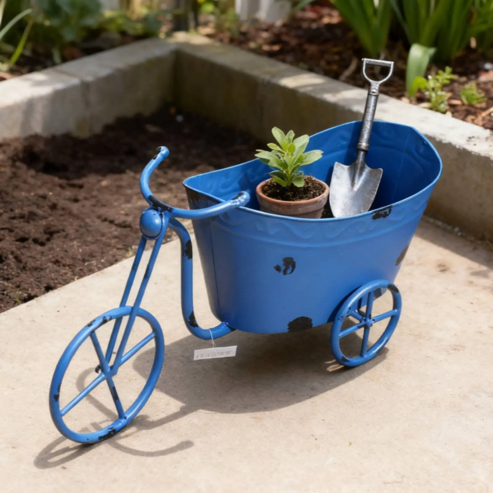 Tricycle Planter Decorative Vintage Bike Flower Pot Three Wheel Plant Stand Indoor Outdoor Garden Decor Stable Frame for Patio