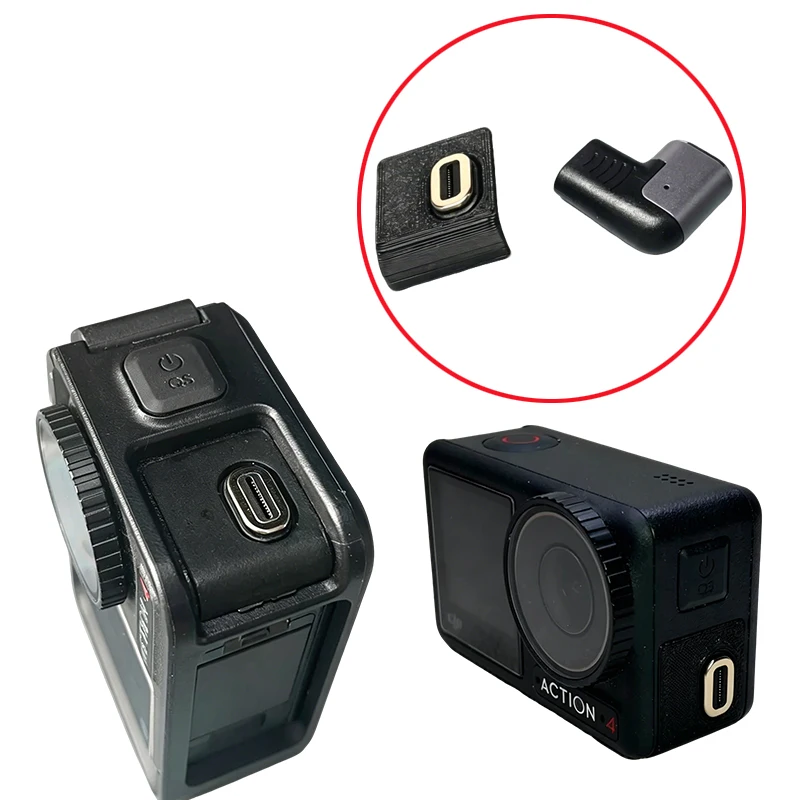 1Set Magnetic Charging Side Cover For DJI Osmo Action 3/4/5 Camera 3D Printed Auxiliary Protective Accessory with Type-C Adapter