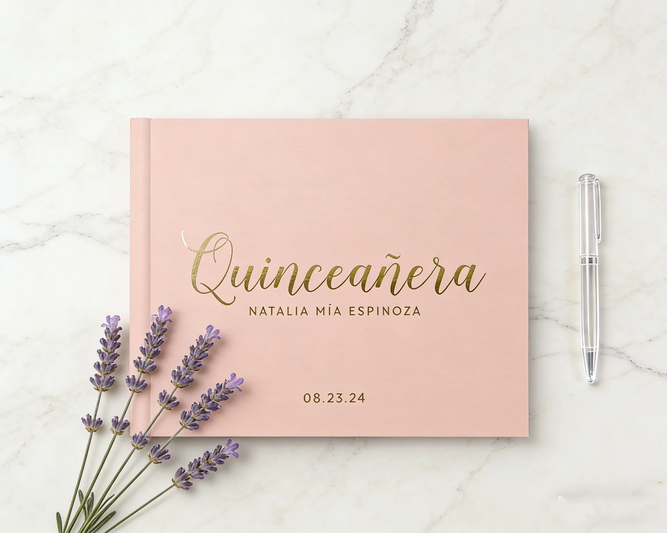

Quinceanera Guest Book with Real Foil | Mis Quince Party Book | Custom Color Choices Sign In Memory Album