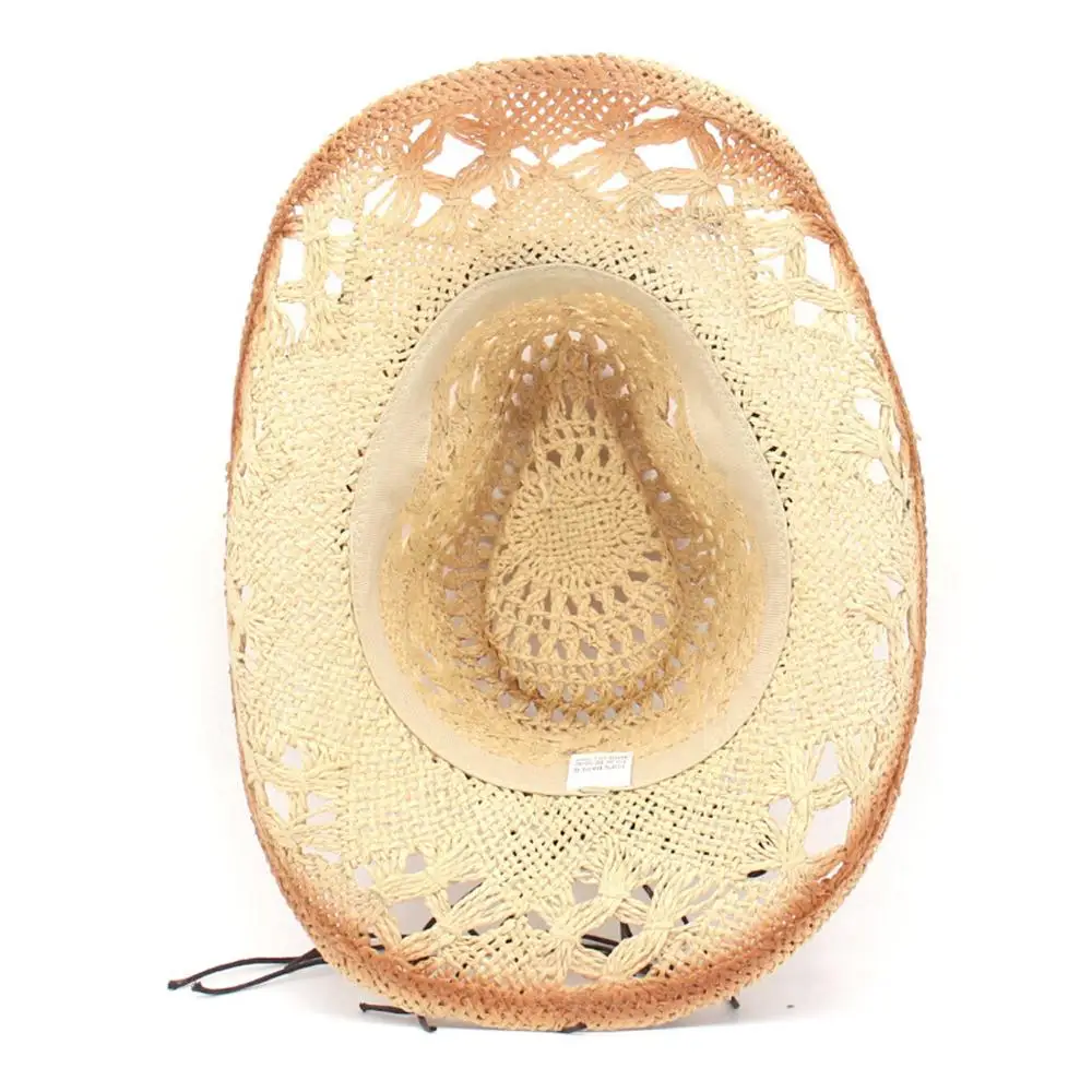 قبعة رعاة البقر على الطراز العرقي مع عصابات زخرفية عتيقة ، قبعة راعية البقر الغربية في الهواء الطلق ، قبعة شمس للشاطئ بحافة واسعة للنساء والرجال