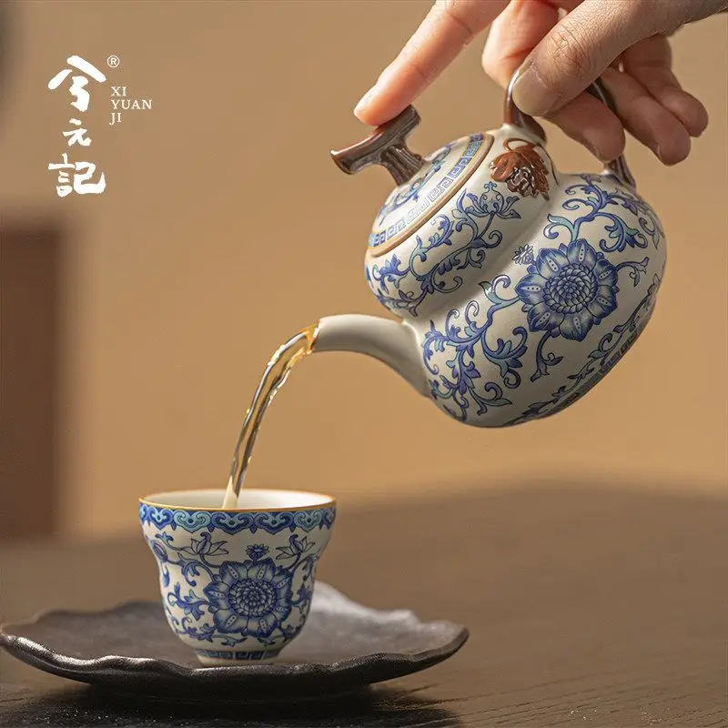 

Xiyuanji Blue And Whie Ru Kiln Ceramic Gourd Teapo Household Brewing Single Po 2026 New Model Single-Person Kung Fu Tea