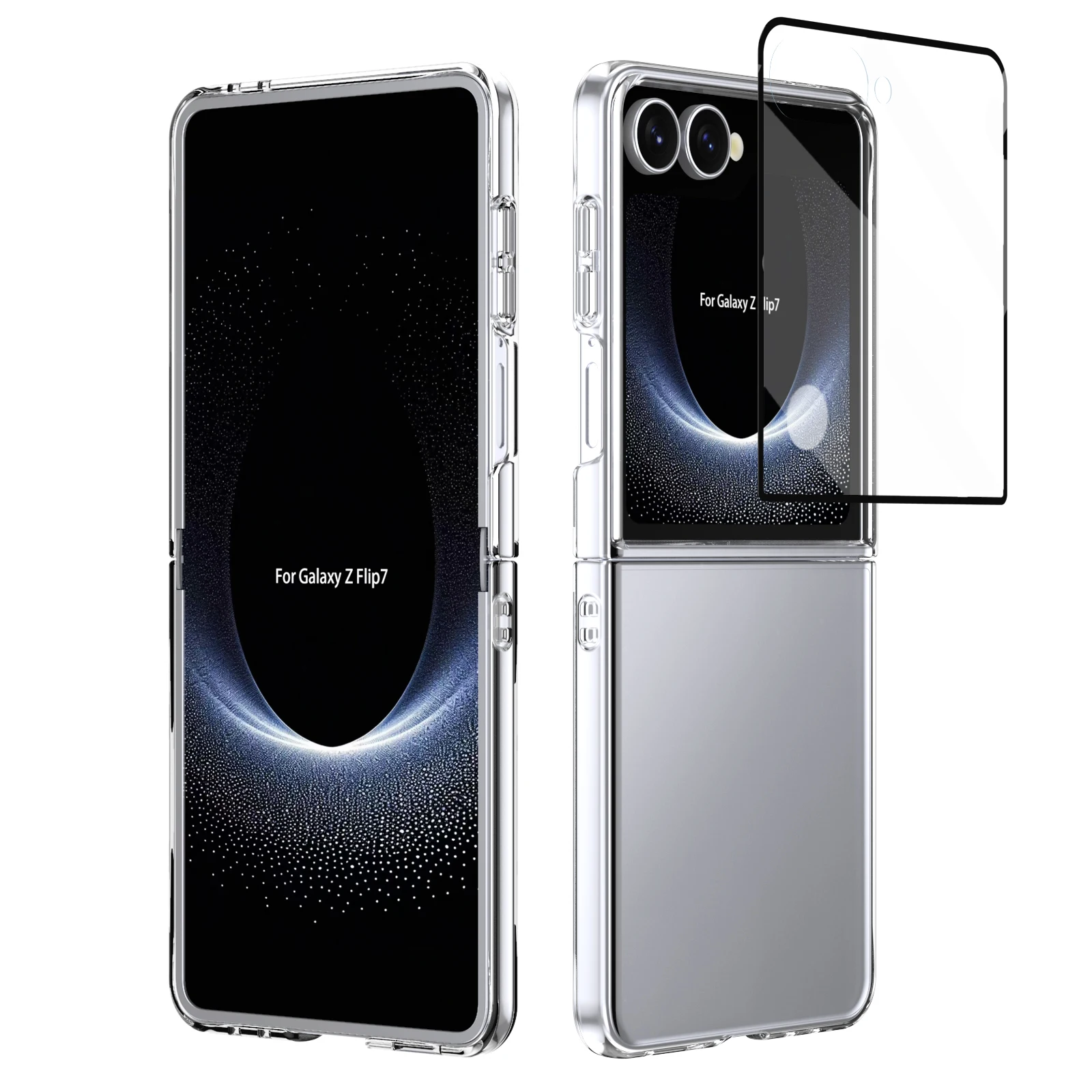 

HD Transparent Phone Case for Samsung Z Flip 7 6 5 4 3 Galss Front Film Shockproof Back Cover