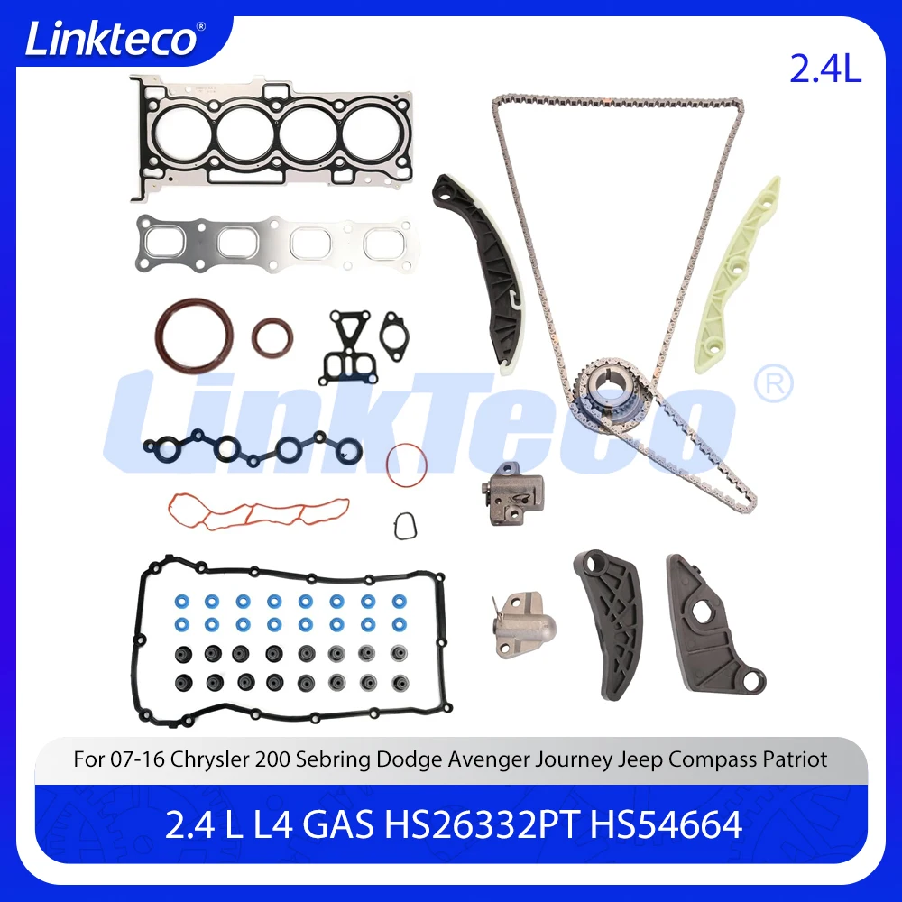 

Комплект прокладок головки блока цилиндров двигателя и комплект цепи ГРМ подходит для 2,4 л L4 ГАЗ для Jeep Compass Patriot Chrysler 200 Dodge Journey Avenger