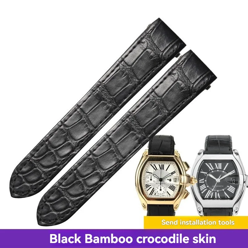 Handgemaakte aanpassen krokodillenleer horlogeband 15mm 19mm 20mm voor Cartier Roadster w6206018 w6206017 mannen vrouwen alligator band