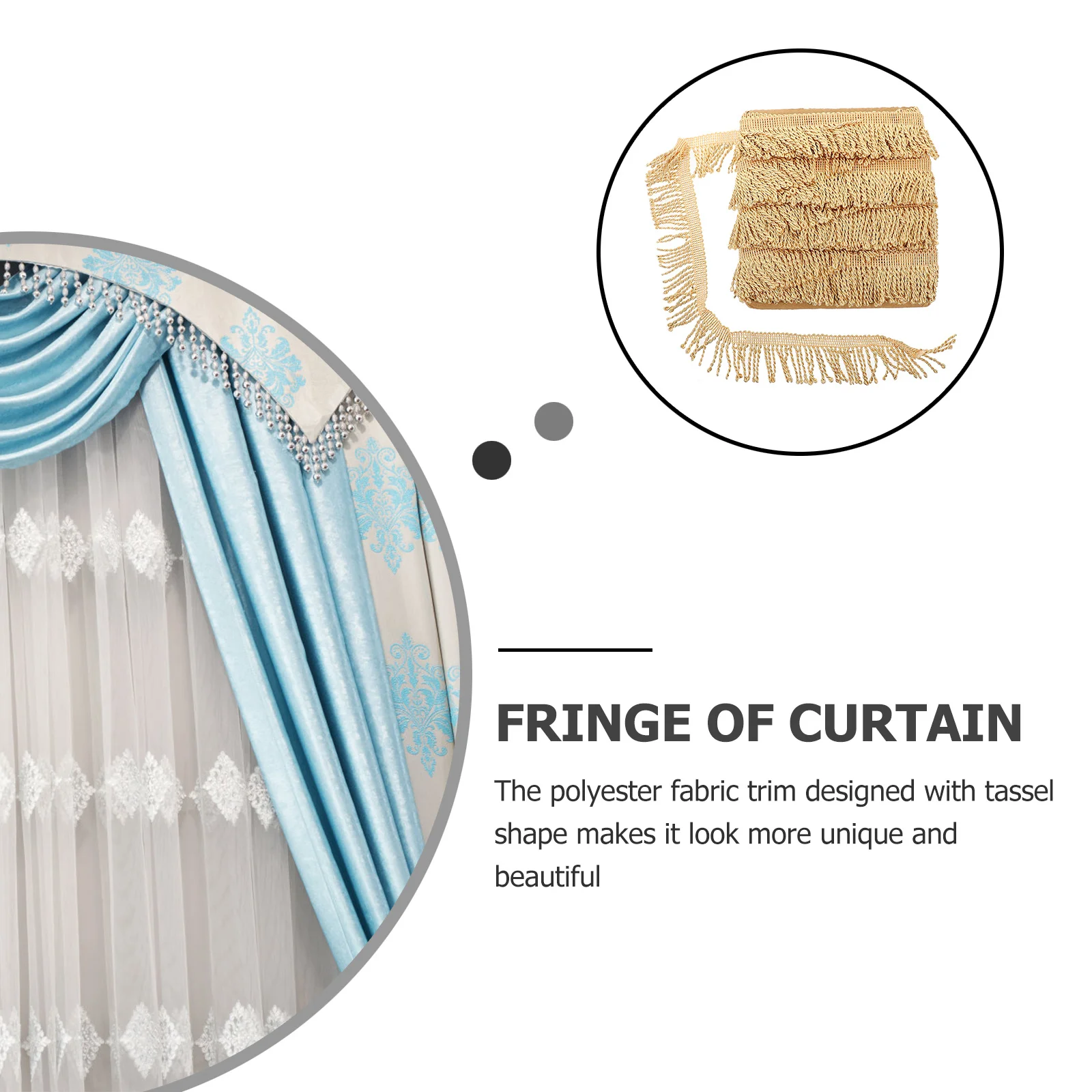 

Curtain Trim Fringe Tassel Decorative Sewing Edge for DIY Home Sofa Cushion Craft Polyester Fabric Washable Not Fade