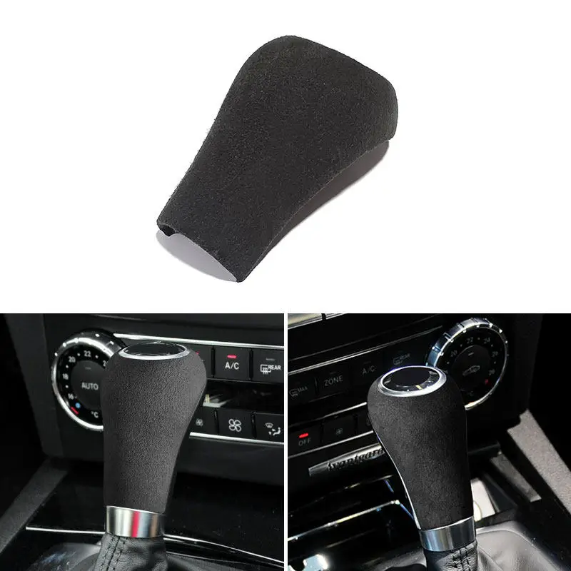Car Inner Accessories ABS + Suede Leather Gear Shift Knob Trim Cover For Mercedes Benz W169 W204 W212 W463 W219 X204 2008-2012
