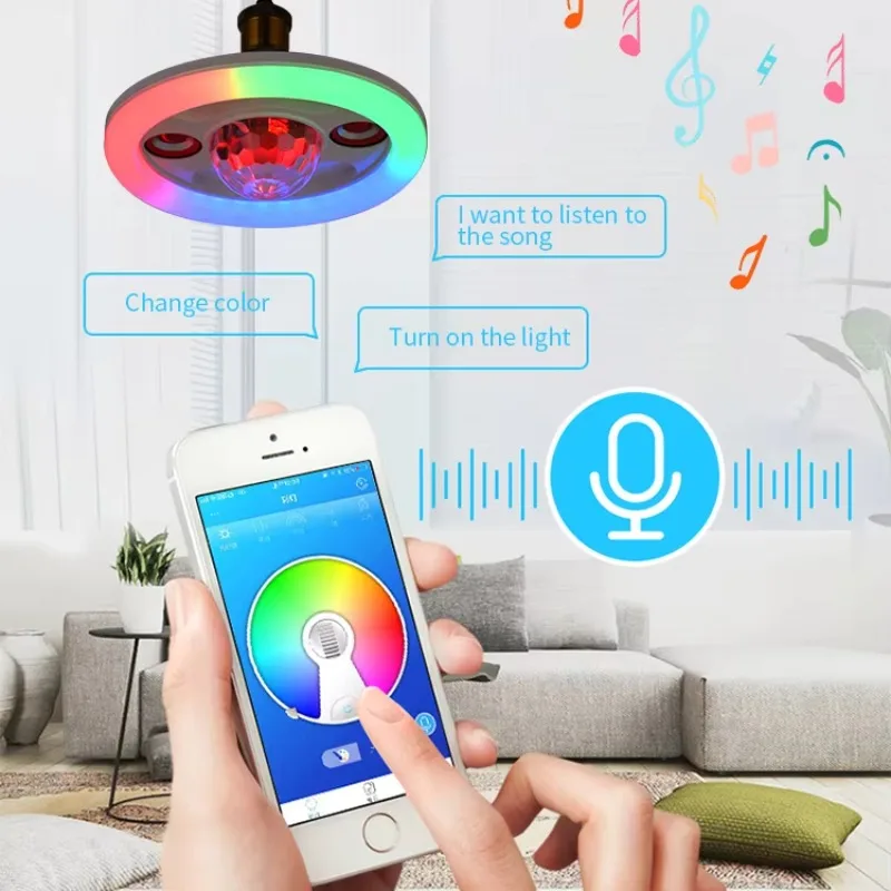 Dimmbarer Lautsprecher, kabellose RGB-Smart-Fernbedienung, bunte Innenlampe, 36 W, Musiklichter