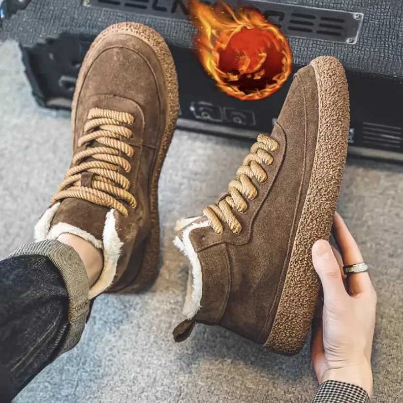 2026 Winter snow boots for men stylish thickly padded warm with thick sole anti-slip lightweight and comfortable cotton shoes