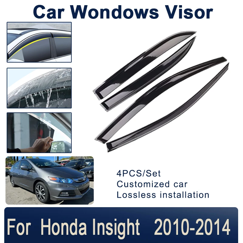 Visières de fenêtre de voiture pour Honda Insight hybride LX 2010 – 2014, garniture étanche, pare-soleil et pluie, accessoires de voiture, 4 pièces