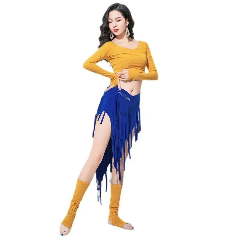 Maßgeschneiderte Bauchtanzkostüme 2025, neues Übungskleid, langärmlige Oberteile und Socken, ohne Quastenrock, Übungskleid