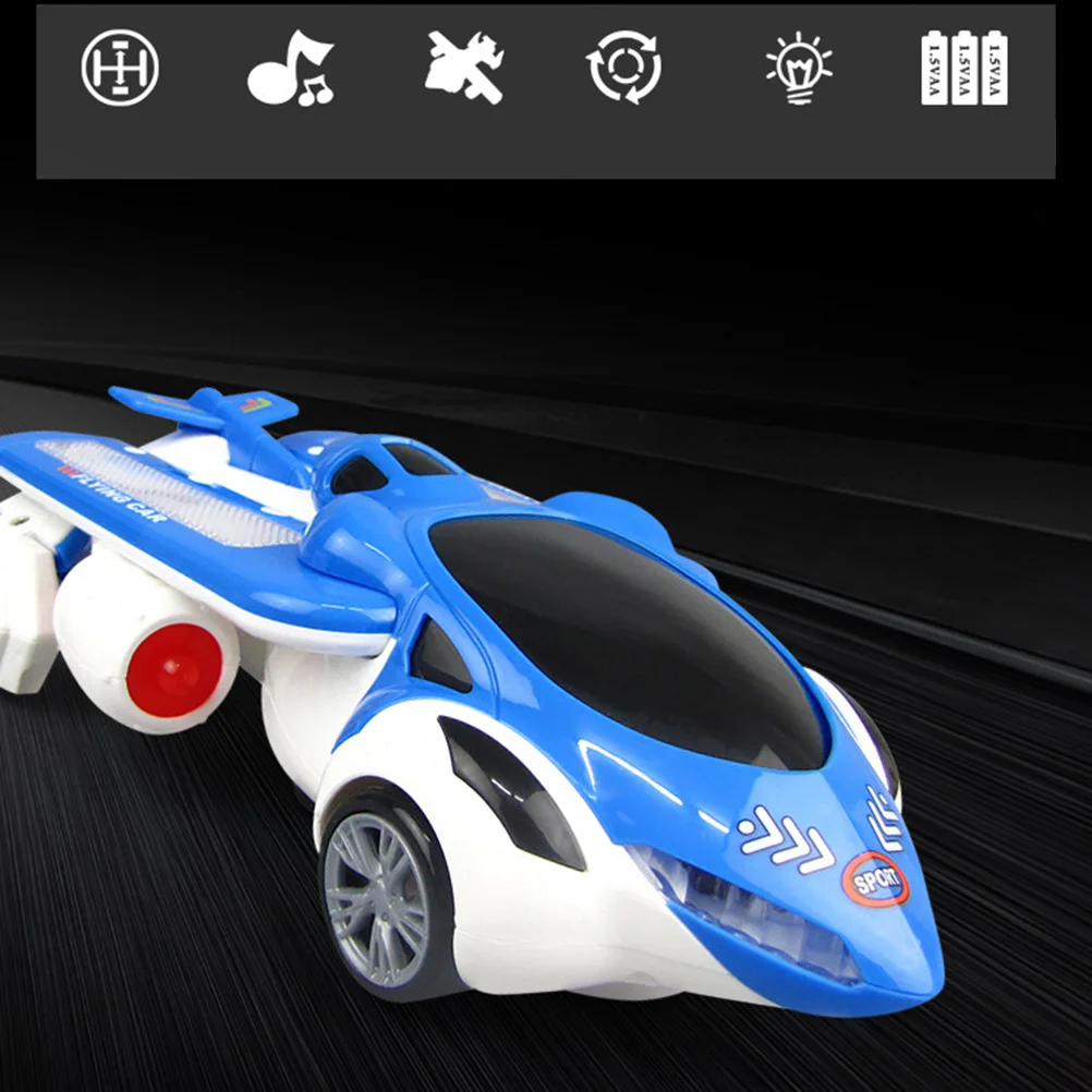 

1pc Electric Flying Car Blue Automatic Deformation Aircraft 360 Degree Rotating Light Automobile Kids Gift Remote Control