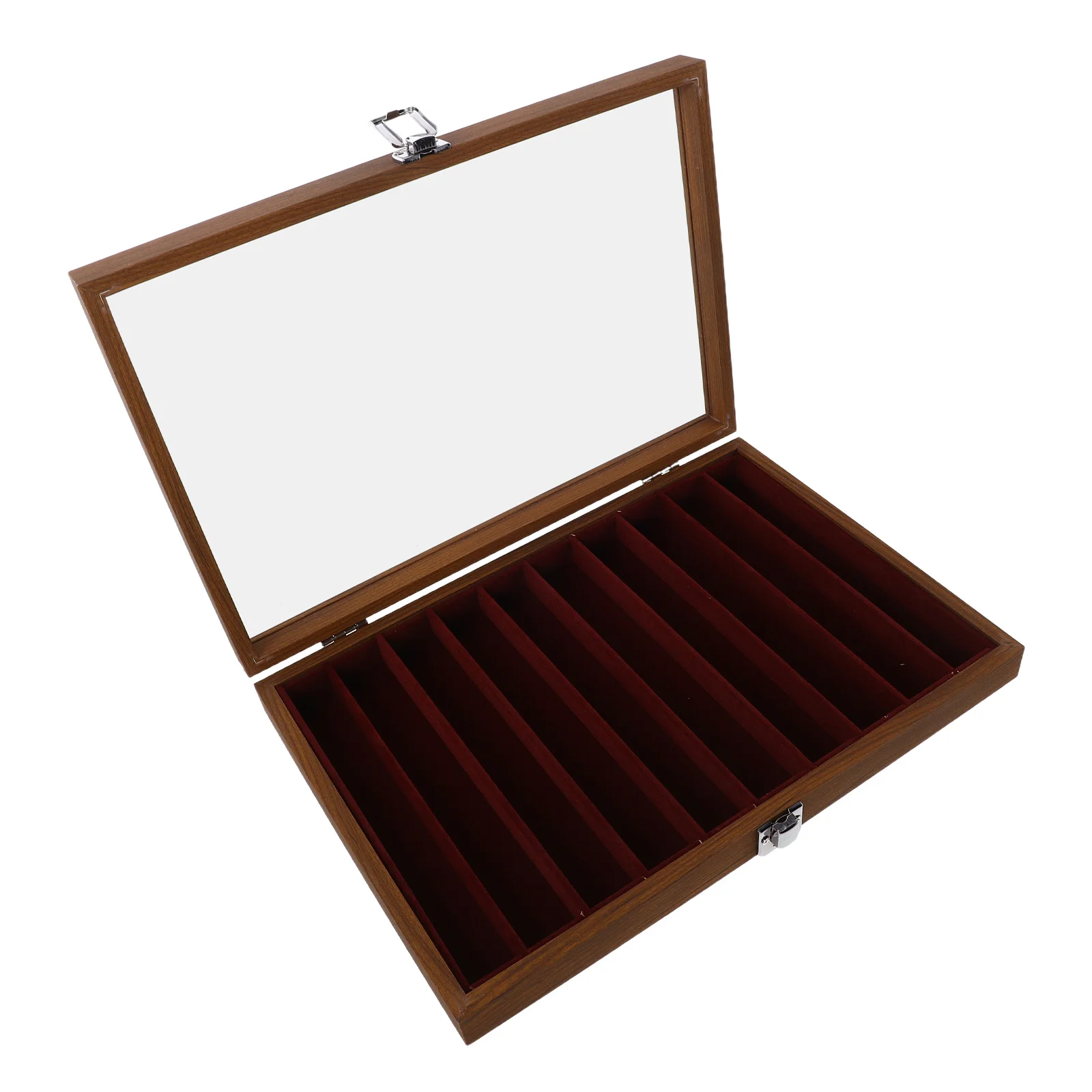 

Wooden Necklace Holder Jewelry Organizer Box Clear Glass Lid Long Chain Pendants Anti-Tangle Design Dustproof Storage