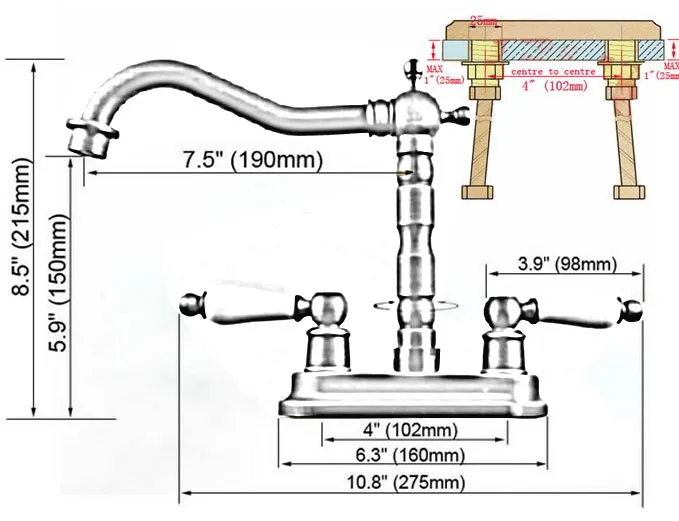 Basin Faucet Golden Brass Swivel Spout Kitchen Bathroom Sink Cold And Hot Water Mixer Tap Double Hole Deck Mount Taps Dnf428