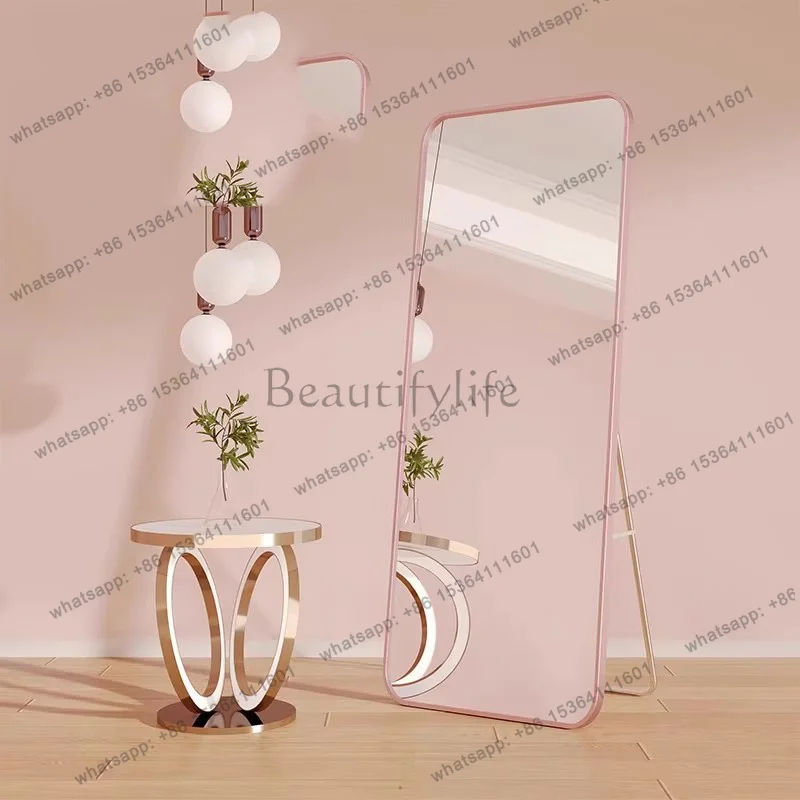 LSFull Body Floor Mirror Makeup Big Standing Big Twisted Wonderland Curved Mirror Girls Square Espelhos Living Room Decorations