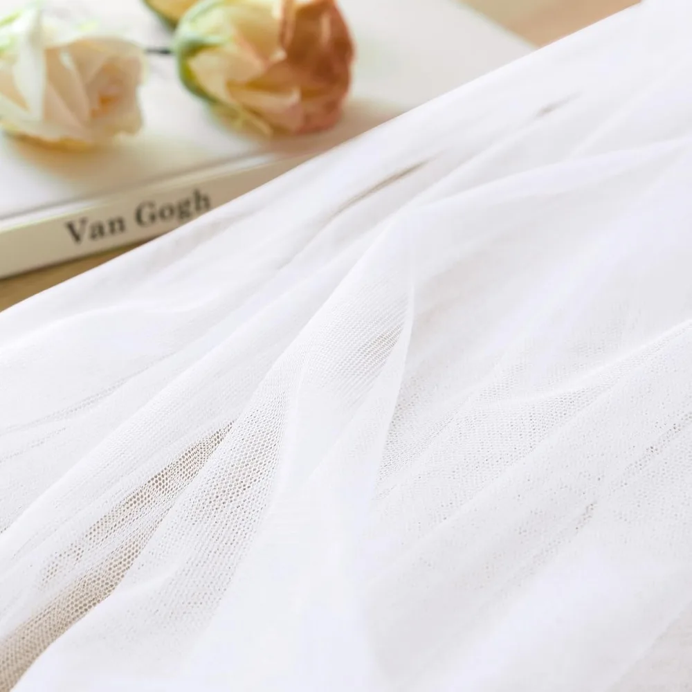 Soft Fine Polyester Tulle Mesh 2m×154cm, Sheer Gauze Fabric for Wedding Arch Backdrop Birthday Party DIY Craft Table Decoration