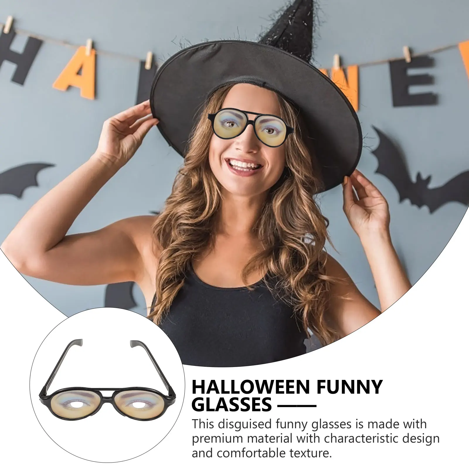 

Funny Glasses Prank Eyeglass Halloween Masquerade Cosplay Party Props High Quality Cool Big Frame Blue Eye Shadow