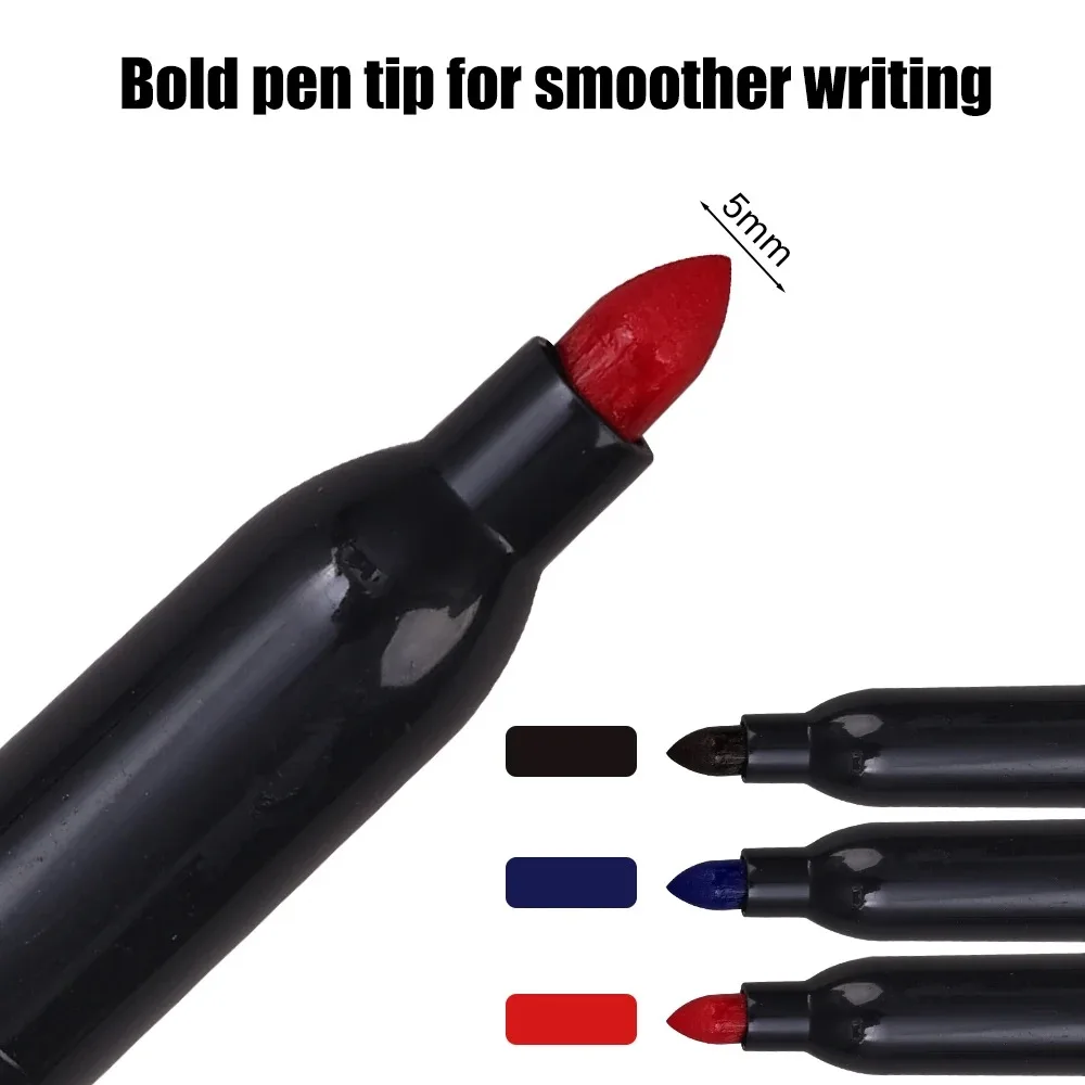 6 PCS Permanent Marker Pen Manga Drawing Markers Black Blue Red Waterproof Ink Sketch Pens Stationery Art School Supplies view 3