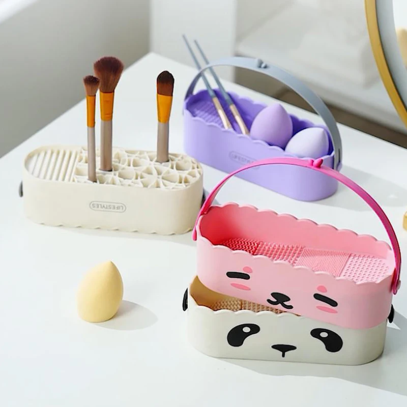 Rubber Mackup Brush Cleaning Tool Cosmetics Storage Box Multi-Functional Cosmetic Brushes Beauty Egg Cleaner Bathroom Supplies