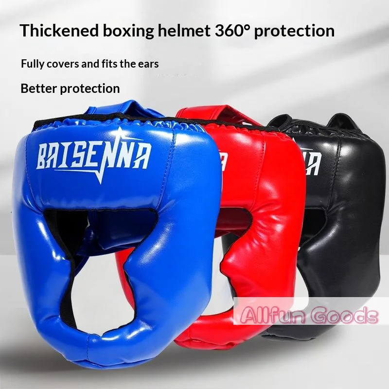 Boxing Helmet Leather Karate Muay Thai Sanda Training Adults Kids Head Guard Taekwondo Helmets Full-Covered Thickened Men Women
