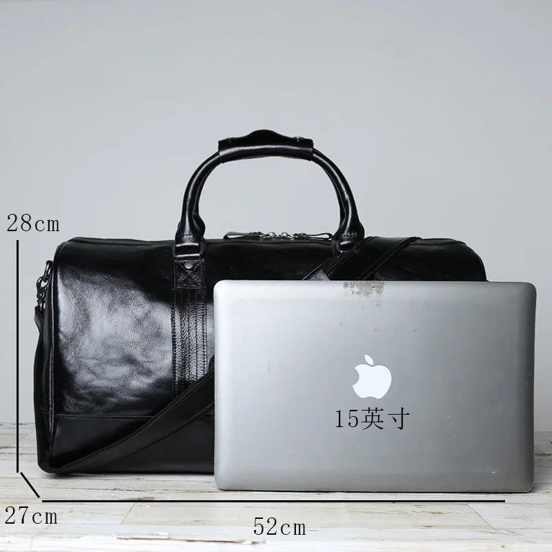 جلد طبيعي للرجال حقيبة سفر عادية لينة الطبقة العليا جلد البقر حقيبة الأمتعة حقيبة سفر سعة كبيرة حقيبة سفر الإبداع الأصلي #6